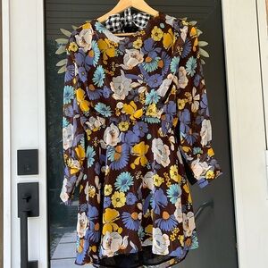 NWOT.  Zara floral mini long sleeve dress.